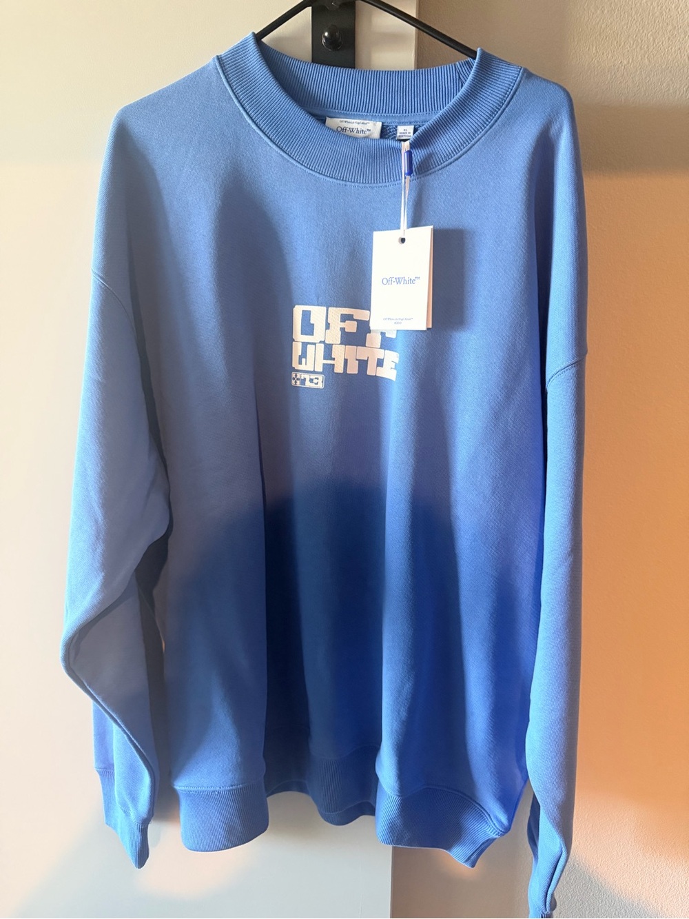 Off-White Blue Ombre Crewneck Sweatshirt with White Logo